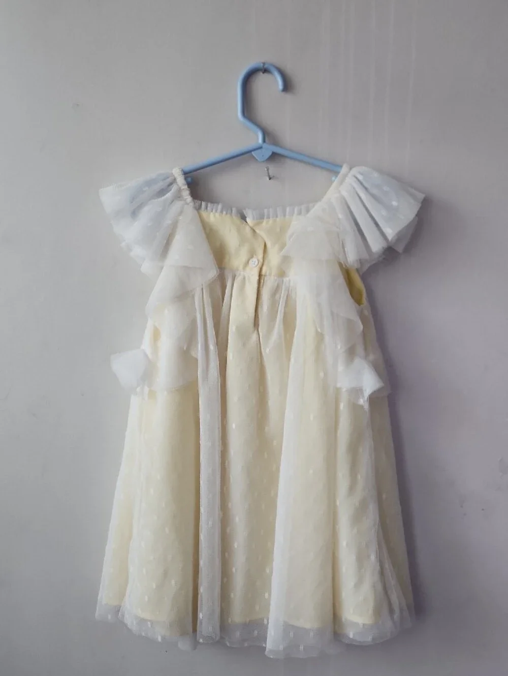 Biscotti Pale Yellow and White Floral Tulle Dress. New Without Tag